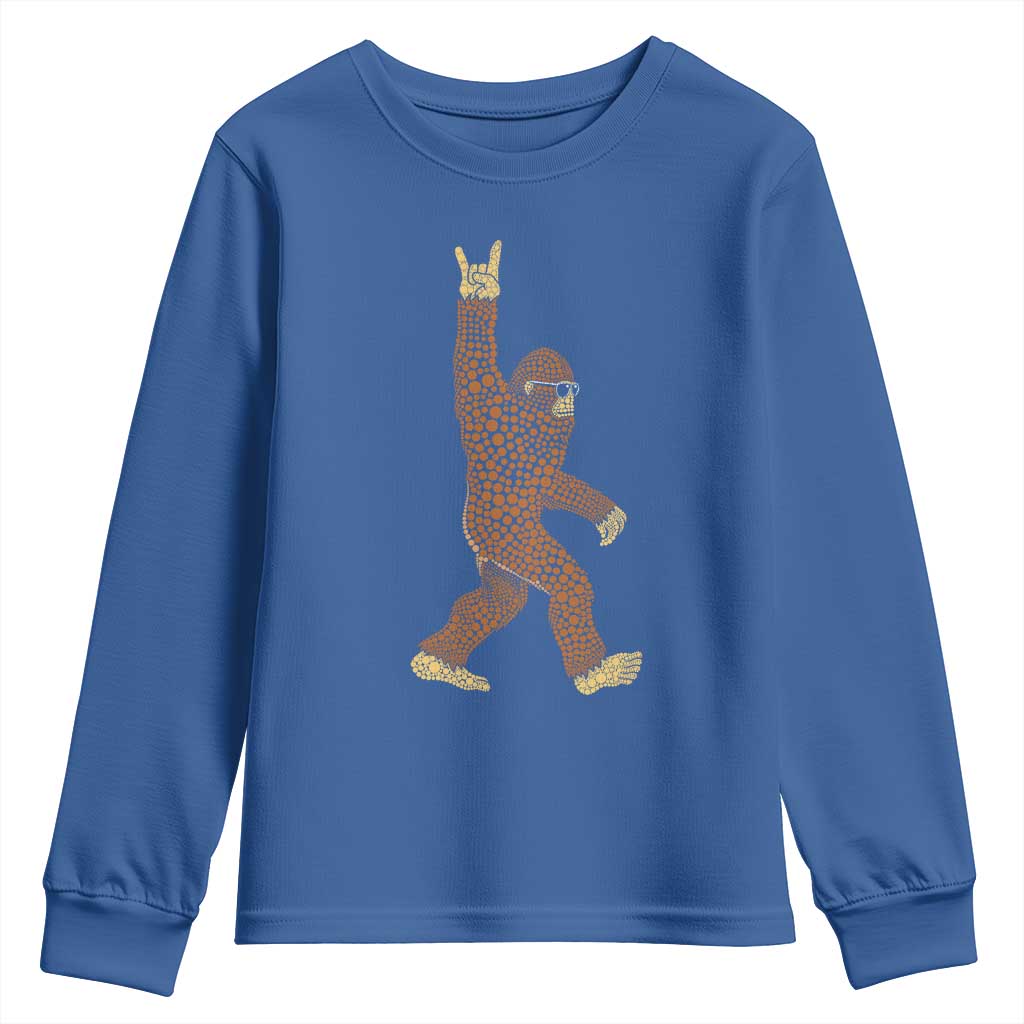 Funny Polka Dot Bigfoot Rock On Youth Sweatshirt Dot Day Gift TS12 Royal Blue Print Your Wear