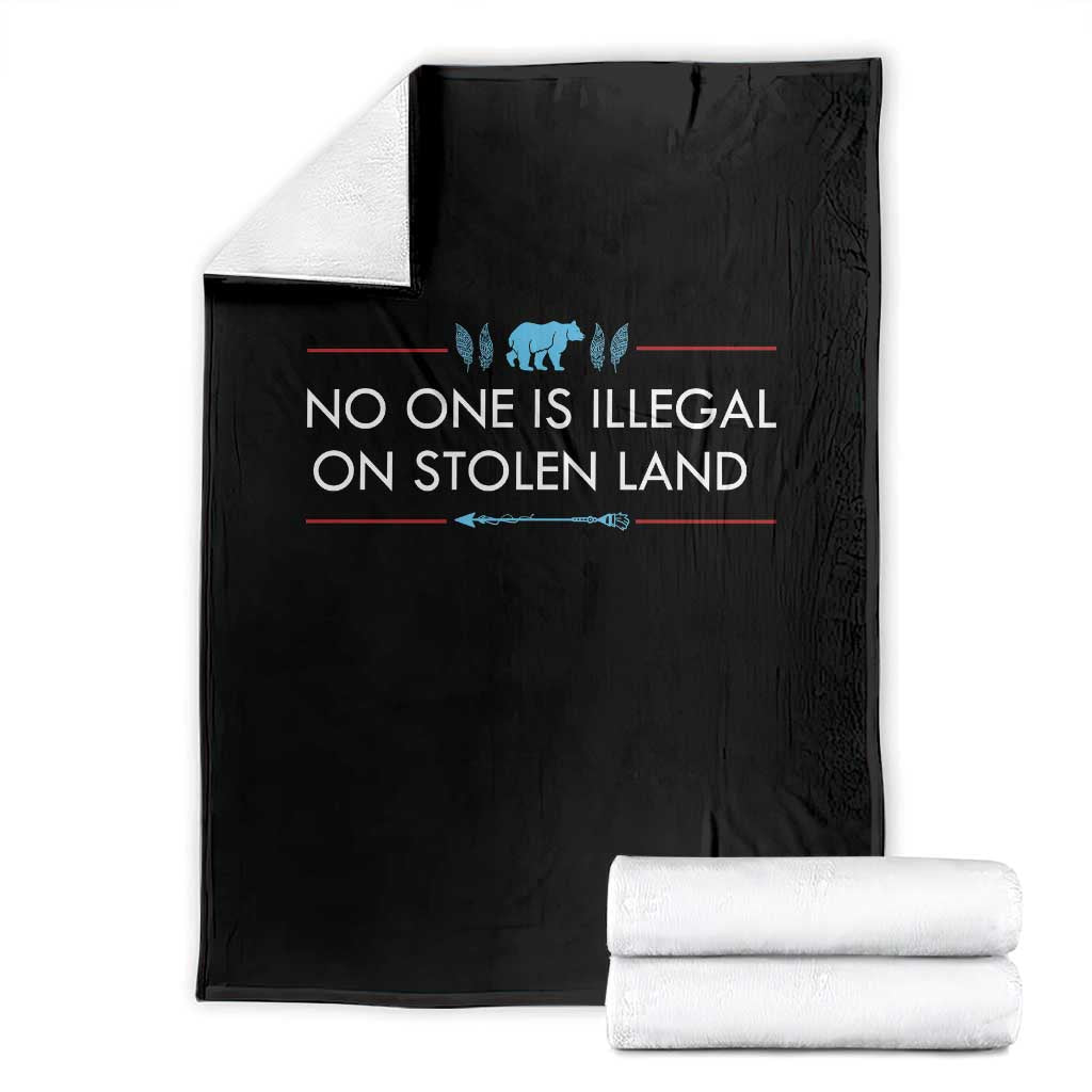 No One Is Illegal On Stolen Land Throw Blanket Indigenous Peoples Pride TS12 Black Print Your Wear