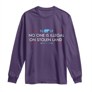 No One Is Illegal On Stolen Land Long Sleeve Shirt Indigenous Peoples Pride TS12 Purple Print Your Wear