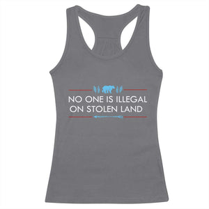 No One Is Illegal On Stolen Land Racerback Tank Top Indigenous Peoples Pride TS12 Charcoal Print Your Wear