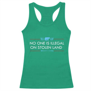 No One Is Illegal On Stolen Land Racerback Tank Top Indigenous Peoples Pride TS12 Irish Green Print Your Wear