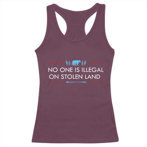 No One Is Illegal On Stolen Land Racerback Tank Top Indigenous Peoples Pride TS12 Maroon Print Your Wear