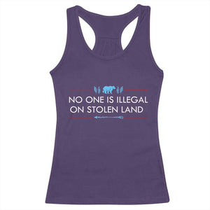 No One Is Illegal On Stolen Land Racerback Tank Top Indigenous Peoples Pride TS12 Purple Print Your Wear