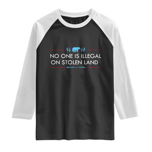 No One Is Illegal On Stolen Land Raglan Shirt Indigenous Peoples Pride TS12 Black White Print Your Wear