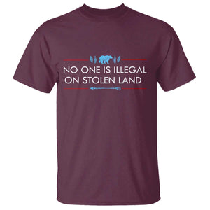No One Is Illegal On Stolen Land T Shirt Indigenous Peoples Pride TS12 Maroon Print Your Wear