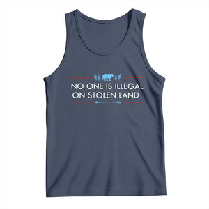 No One Is Illegal On Stolen Land Tank Top Indigenous Peoples Pride TS12 Navy Print Your Wear