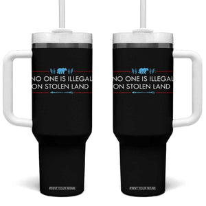 No One Is Illegal On Stolen Land Tumbler With Handle Indigenous Peoples Pride TS12 One Size: 40 oz Black Print Your Wear