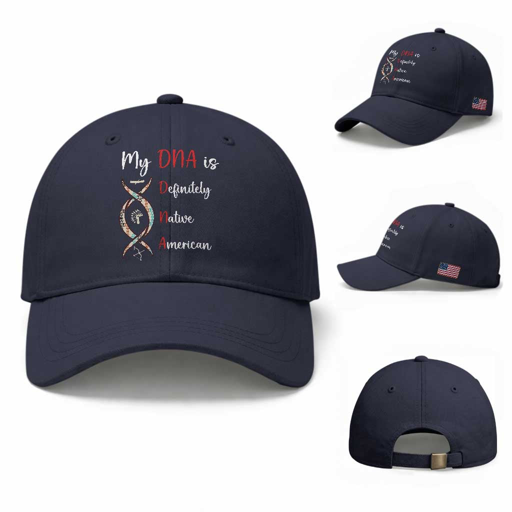 My DNA Is Definitely Native American Baseball Cap Indigenous Pride TS12 Baseball Cap Universal Fit Navy Print Your Wear
