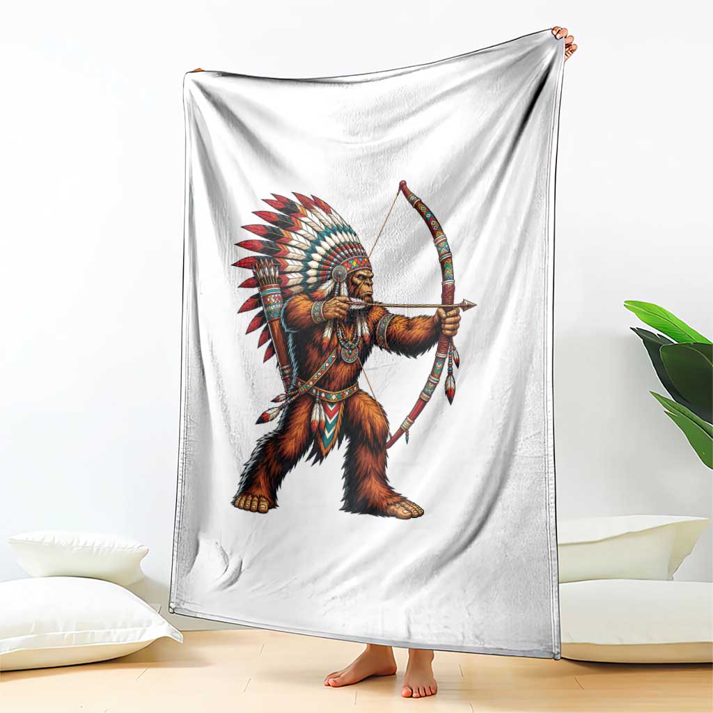 Native American Bigfoot Chief Throw Blanket Forest Warrior Pride Graphic TS12 Print Your Wear