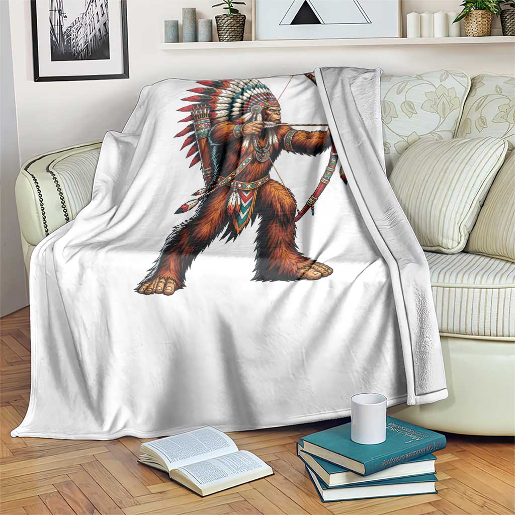 Native American Bigfoot Chief Throw Blanket Forest Warrior Pride Graphic TS12 Print Your Wear