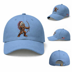 Native American Bigfoot Chief Baseball Cap Forest Warrior Pride Graphic TS12 Baseball Cap Universal Fit Light Blue Print Your Wear