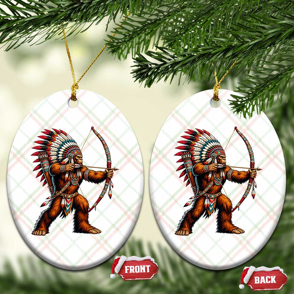 Native American Bigfoot Chief Ceramic Ornament Forest Warrior Pride Graphic TS12 Print Your Wear