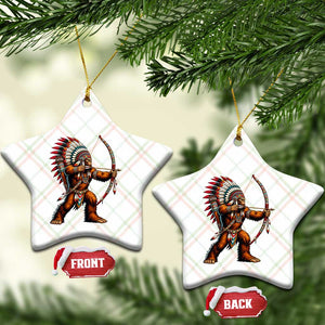 Native American Bigfoot Chief Ceramic Ornament Forest Warrior Pride Graphic TS12 Print Your Wear