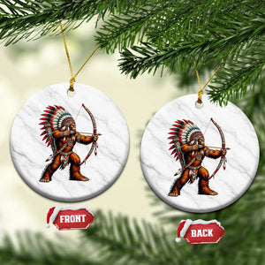 Native American Bigfoot Chief Ceramic Ornament Forest Warrior Pride Graphic TS12 1pc White Marble Print Your Wear