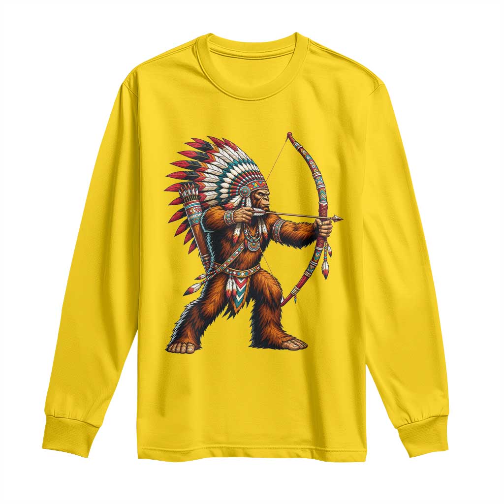 Native American Bigfoot Chief Long Sleeve Shirt Forest Warrior Pride Graphic TS12 Daisy Print Your Wear