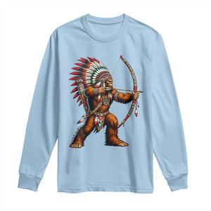 Native American Bigfoot Chief Long Sleeve Shirt Forest Warrior Pride Graphic TS12 Light Blue Print Your Wear
