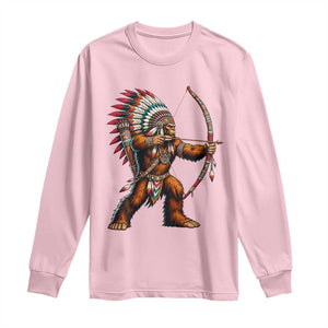 Native American Bigfoot Chief Long Sleeve Shirt Forest Warrior Pride Graphic TS12 Light Pink Print Your Wear