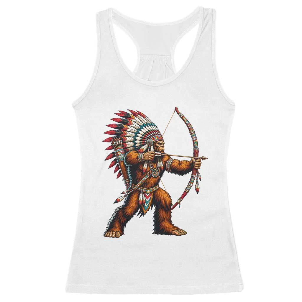 Native American Bigfoot Chief Racerback Tank Top Forest Warrior Pride Graphic TS12 White Print Your Wear