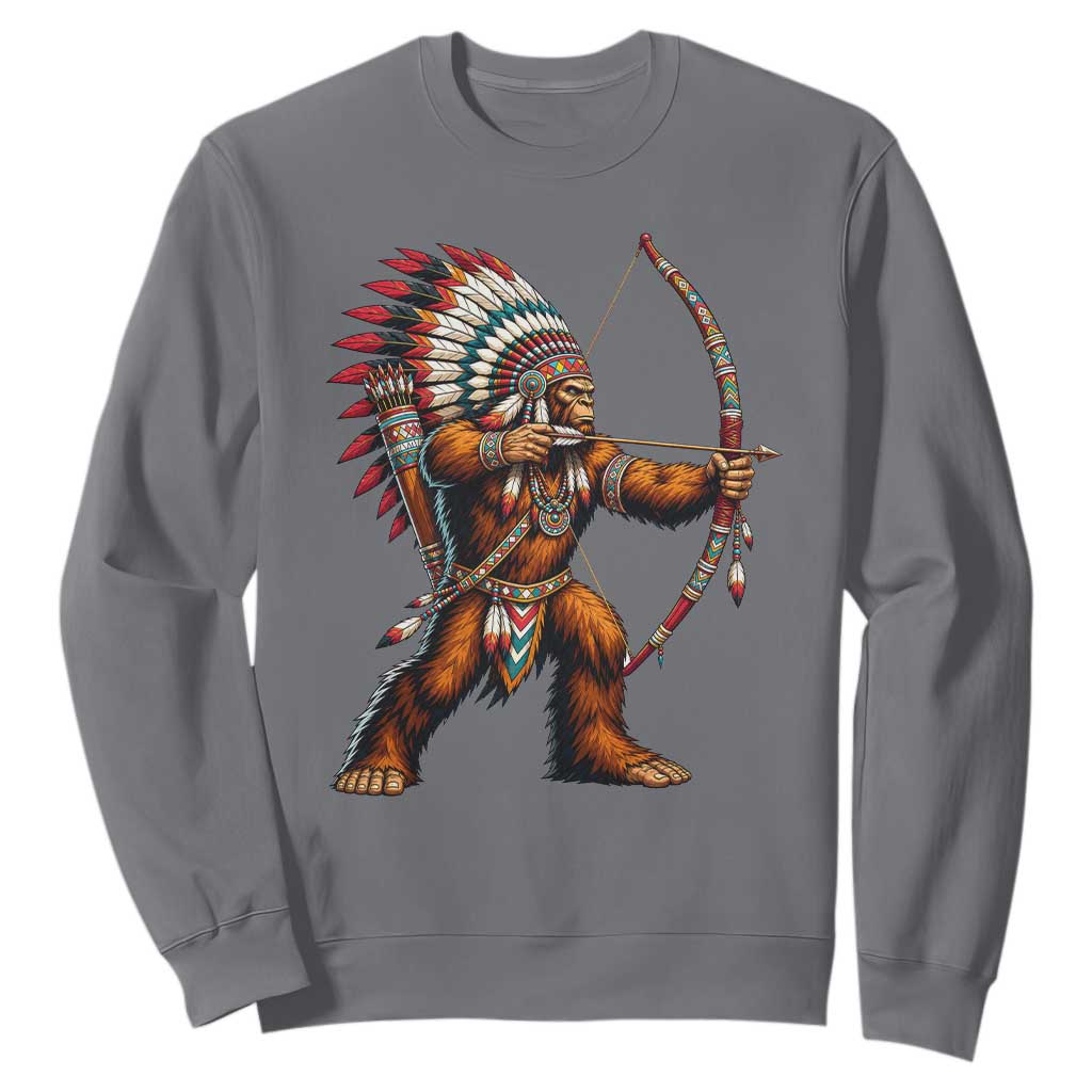 Native American Bigfoot Chief Sweatshirt Forest Warrior Pride Graphic TS12 Charcoal Print Your Wear