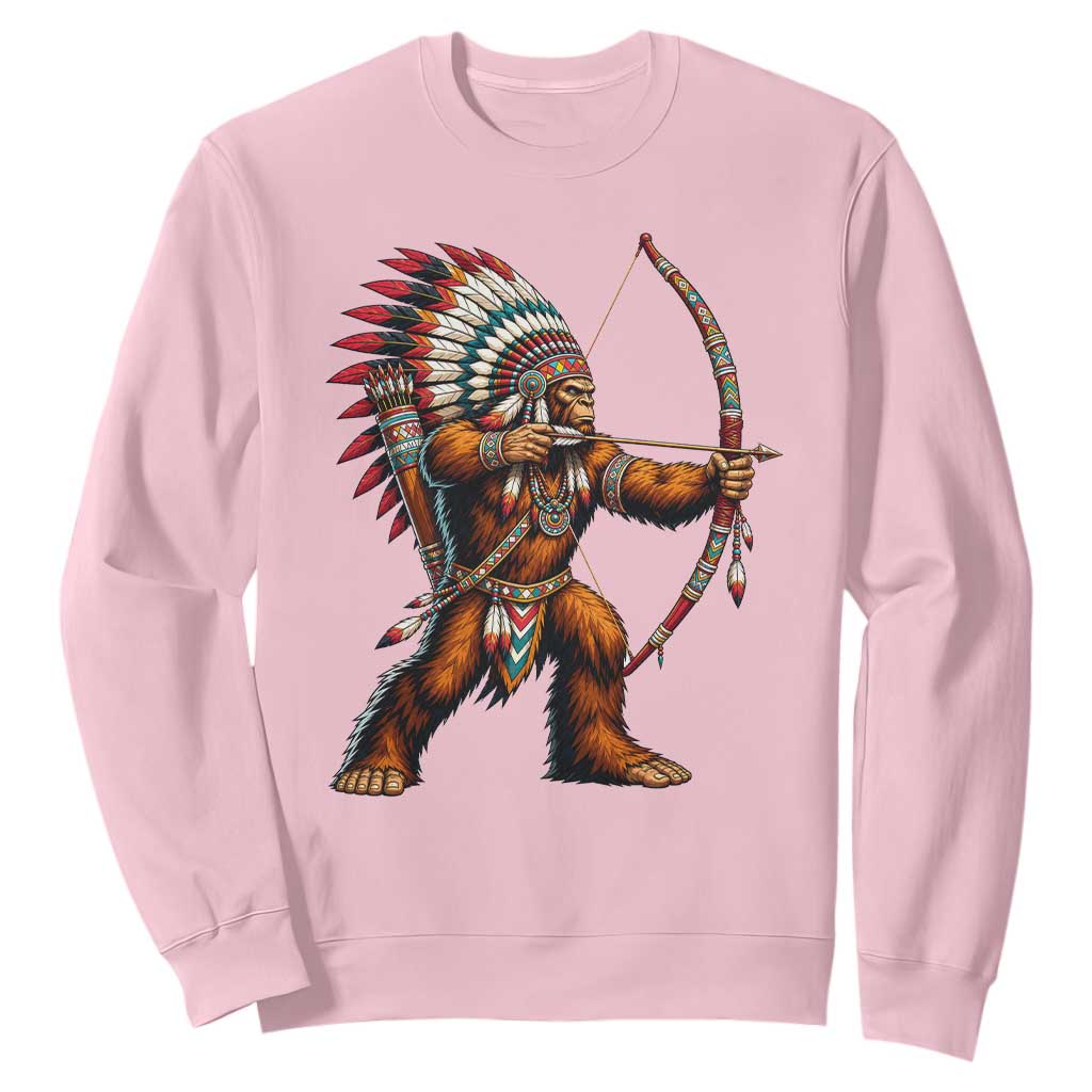 Native American Bigfoot Chief Sweatshirt Forest Warrior Pride Graphic TS12 Light Pink Print Your Wear