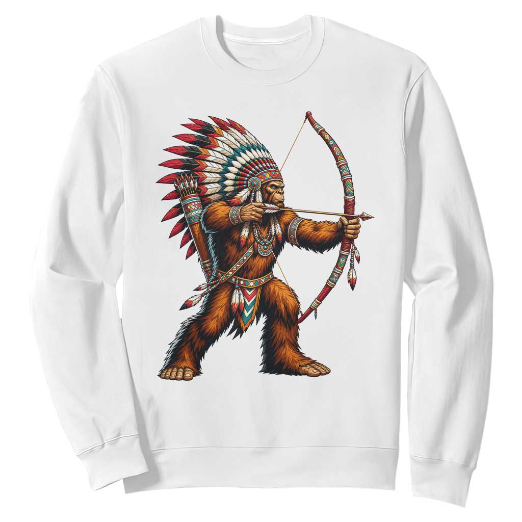 Native American Bigfoot Chief Sweatshirt Forest Warrior Pride Graphic TS12 White Print Your Wear
