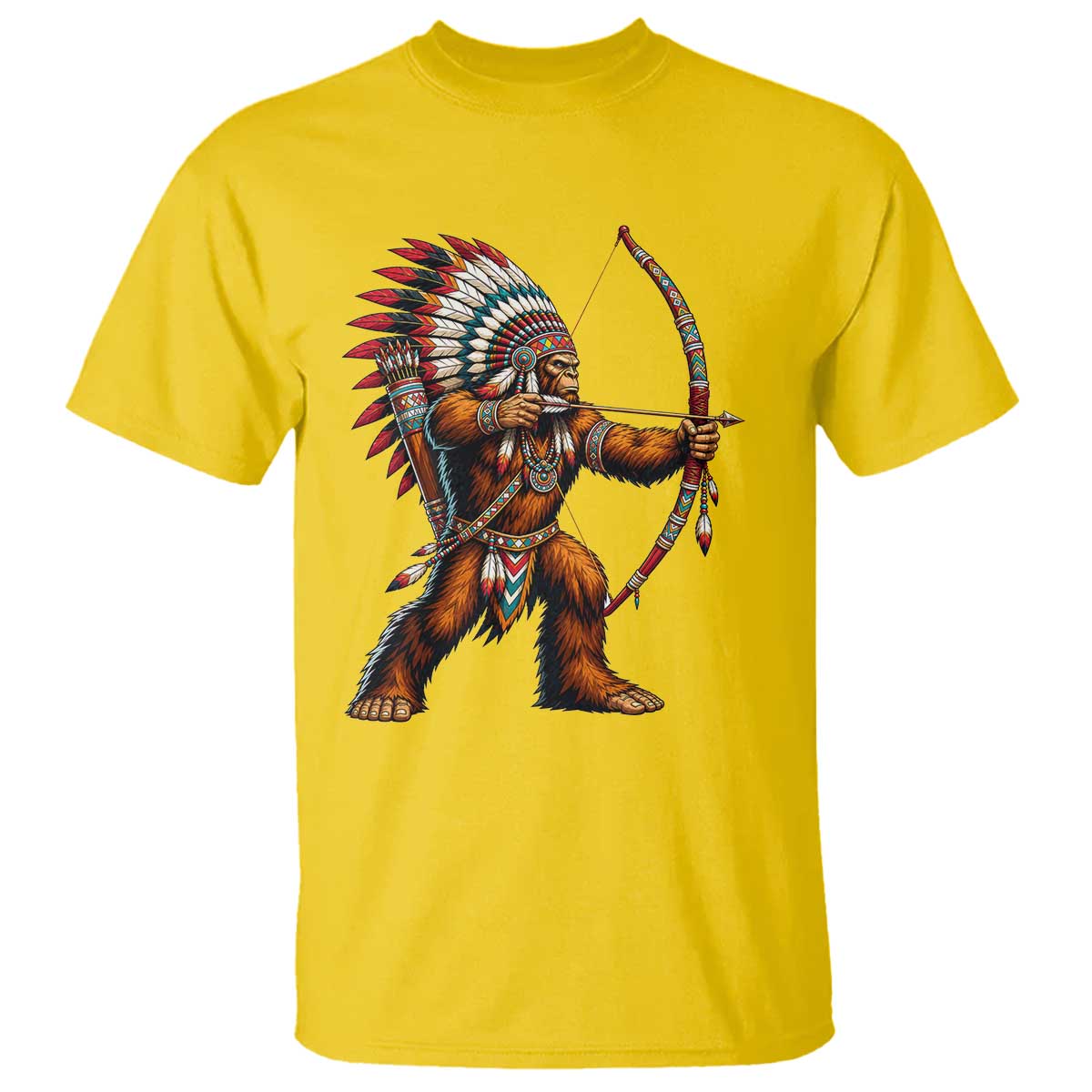Native American Bigfoot Chief T Shirt Forest Warrior Pride Graphic TS12 Daisy Print Your Wear