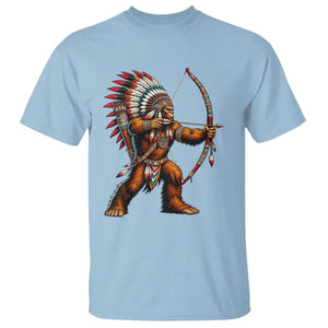 Native American Bigfoot Chief T Shirt Forest Warrior Pride Graphic TS12 Light Blue Print Your Wear