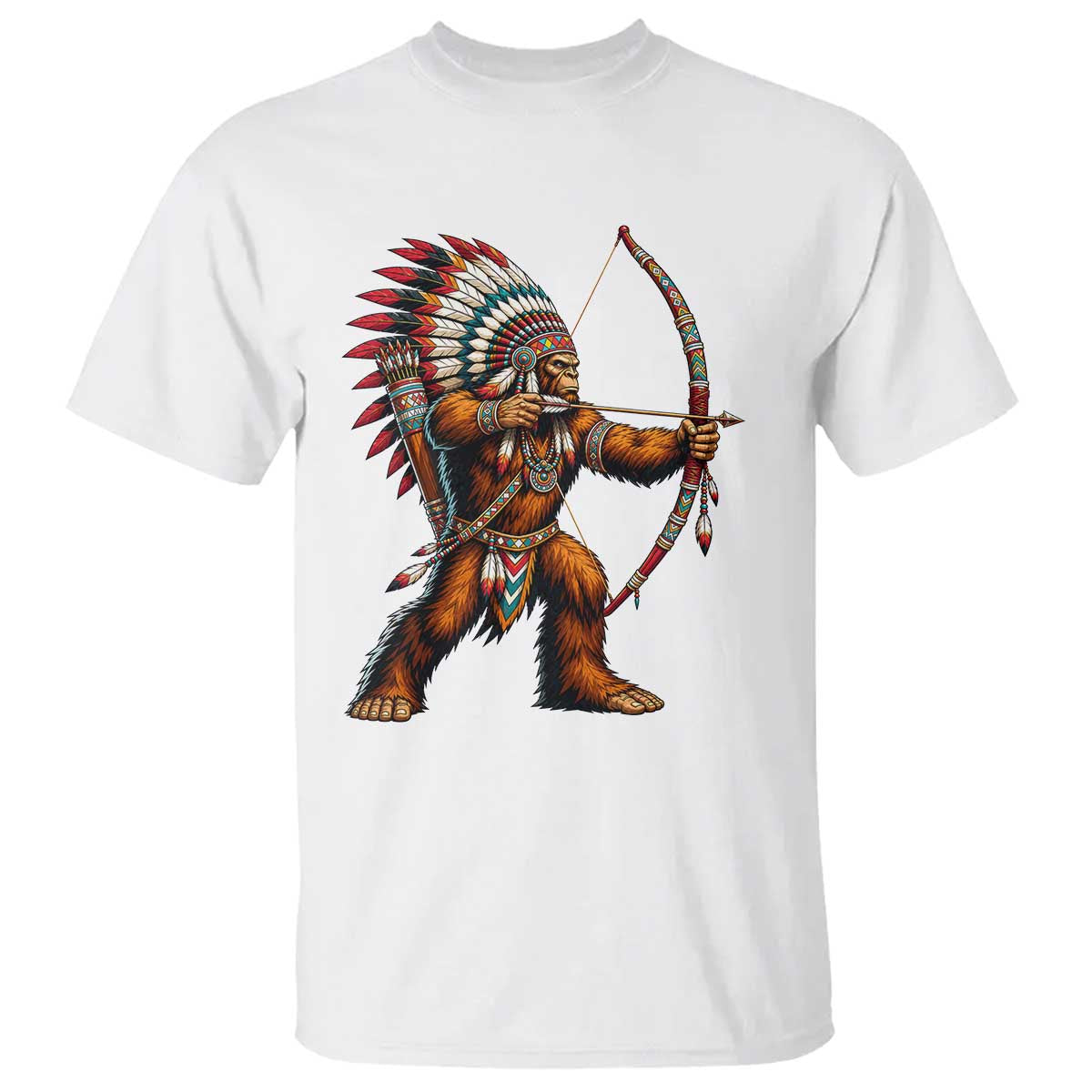 Native American Bigfoot Chief T Shirt Forest Warrior Pride Graphic TS12 White Print Your Wear
