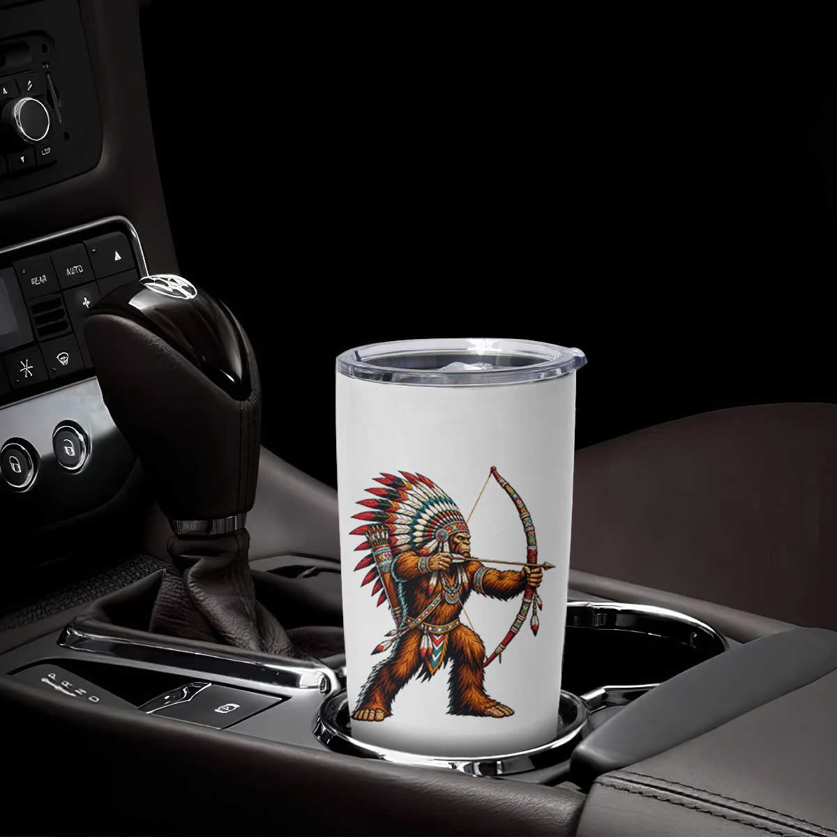 Native American Bigfoot Chief Tumbler Cup Forest Warrior Pride Graphic TS12 Print Your Wear