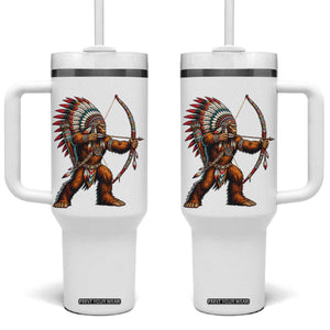 Native American Bigfoot Chief Tumbler With Handle Forest Warrior Pride Graphic TS12 One Size: 40 oz White Print Your Wear