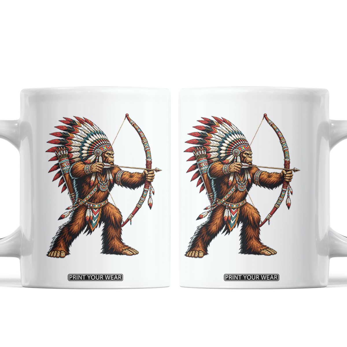 Native American Bigfoot Chief Coffee Mug Forest Warrior Pride Graphic TS12 White Print Your Wear