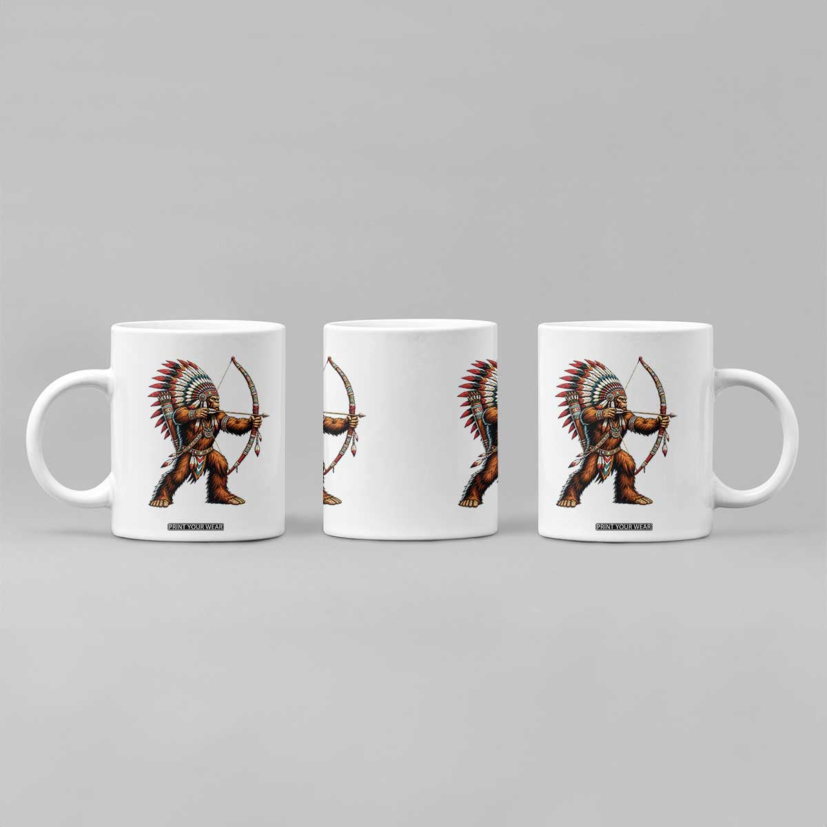 Native American Bigfoot Chief Coffee Mug Forest Warrior Pride Graphic TS12 Print Your Wear