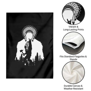 Bigfoot Native American Chief Garden Flag Hunting Spear Warrior Graphic TS12 Print Your Wear