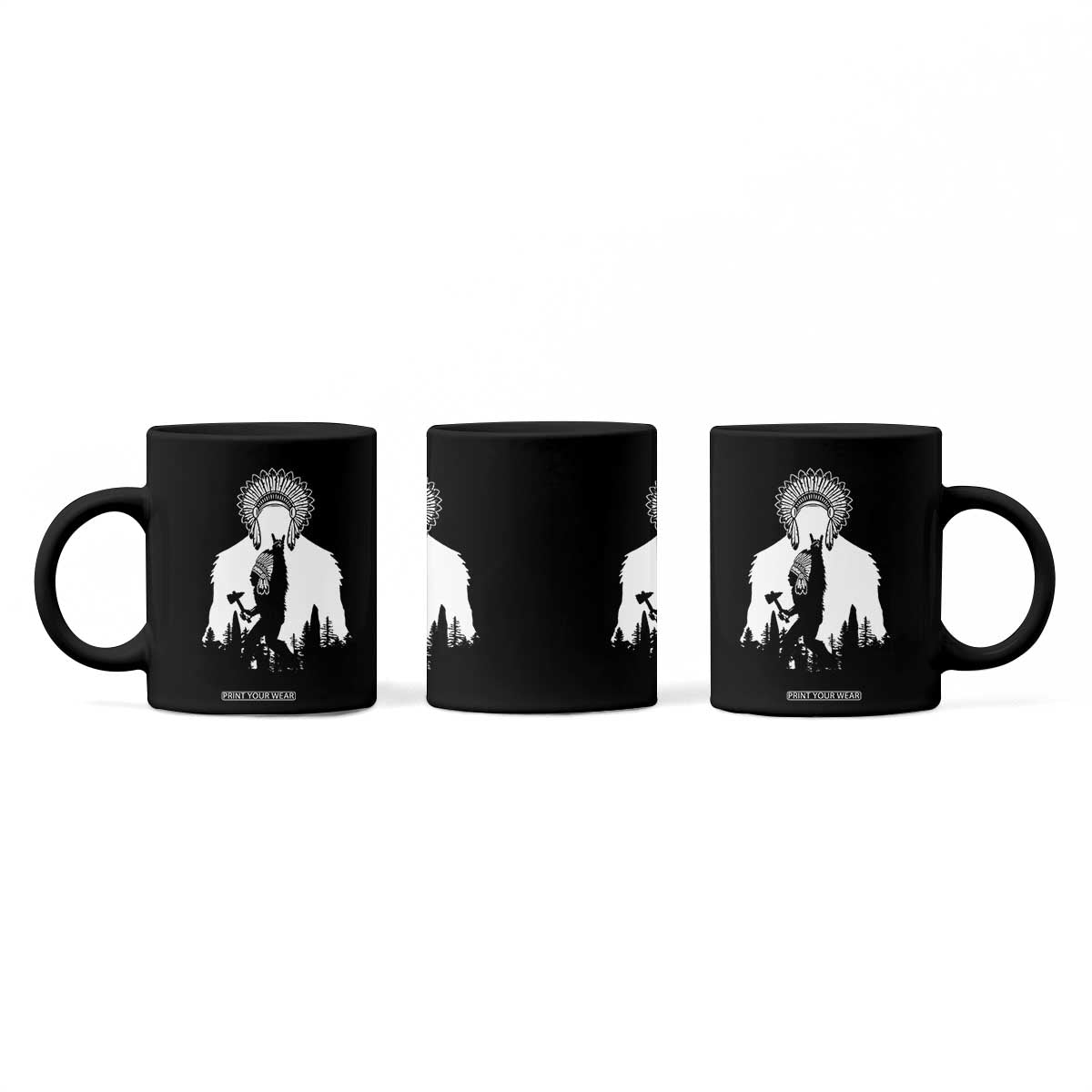 Bigfoot Native American Chief Coffee Mug Hunting Spear Warrior Graphic TS12 Print Your Wear