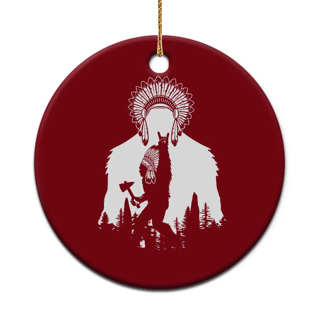 Bigfoot Native American Chief Ceramic Ornament Hunting Spear Warrior Graphic TS12 1pc Red Print Your Wear