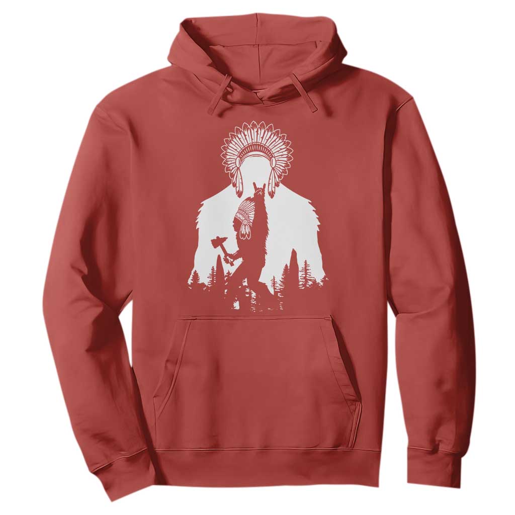 Bigfoot Native American Chief Hoodie Hunting Spear Warrior Graphic TS12 Red Print Your Wear