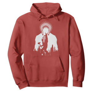 Bigfoot Native American Chief Hoodie Hunting Spear Warrior Graphic TS12 Red Print Your Wear