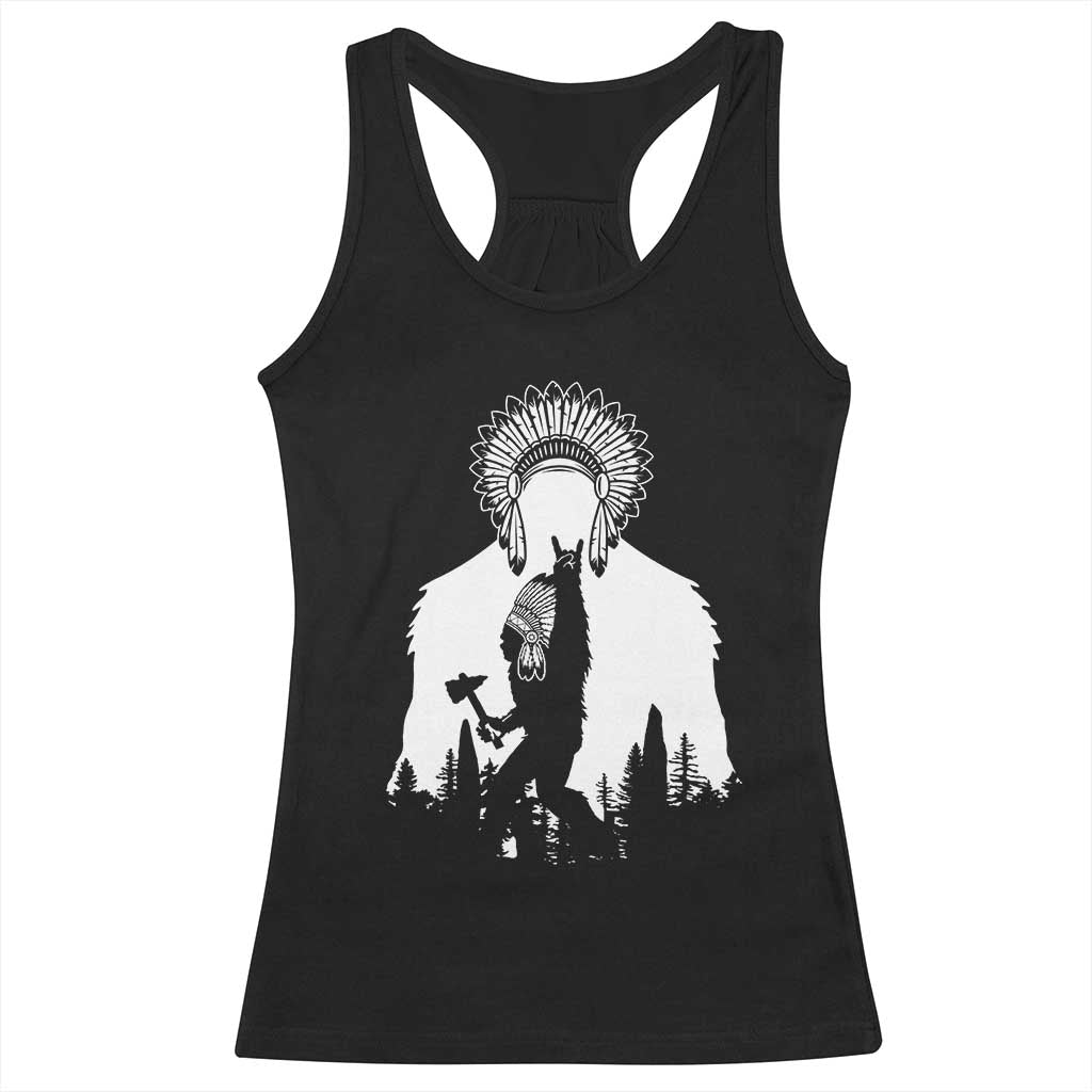 Bigfoot Native American Chief Racerback Tank Top Hunting Spear Warrior Graphic TS12 Black Print Your Wear