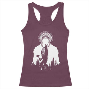 Bigfoot Native American Chief Racerback Tank Top Hunting Spear Warrior Graphic TS12 Maroon Print Your Wear