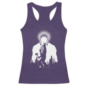 Bigfoot Native American Chief Racerback Tank Top Hunting Spear Warrior Graphic TS12 Purple Print Your Wear