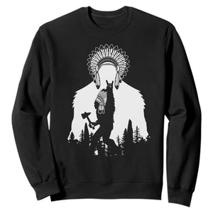 Bigfoot Native American Chief Sweatshirt Hunting Spear Warrior Graphic TS12 Black Print Your Wear