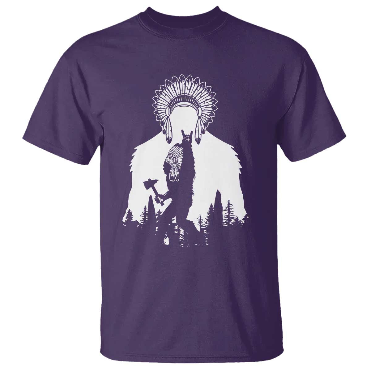 Bigfoot Native American Chief T Shirt Hunting Spear Warrior Graphic TS12 Purple Print Your Wear