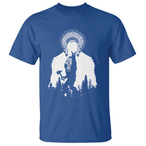 Bigfoot Native American Chief T Shirt Hunting Spear Warrior Graphic TS12 Royal Blue Print Your Wear