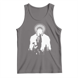 Bigfoot Native American Chief Tank Top Hunting Spear Warrior Graphic TS12 Deep Heather Print Your Wear