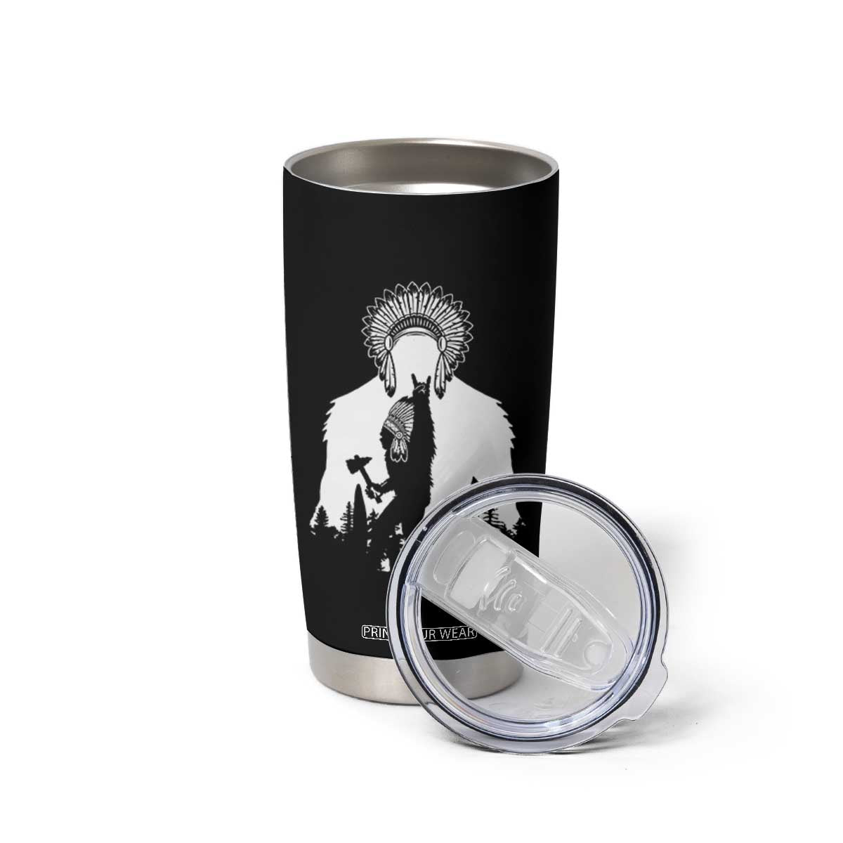 Bigfoot Native American Chief Tumbler Cup Hunting Spear Warrior Graphic TS12 Print Your Wear