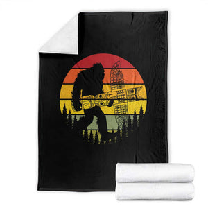Vintage Pacific Northwest Bigfoot With Totem Pole Throw Blanket TS12 Black Print Your Wear