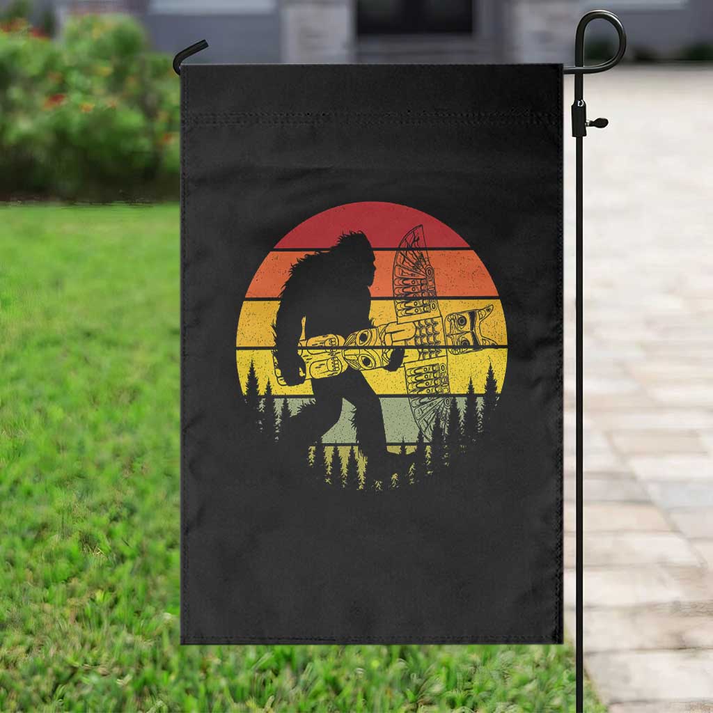 Vintage Pacific Northwest Bigfoot With Totem Pole Garden Flag TS12 Print Your Wear