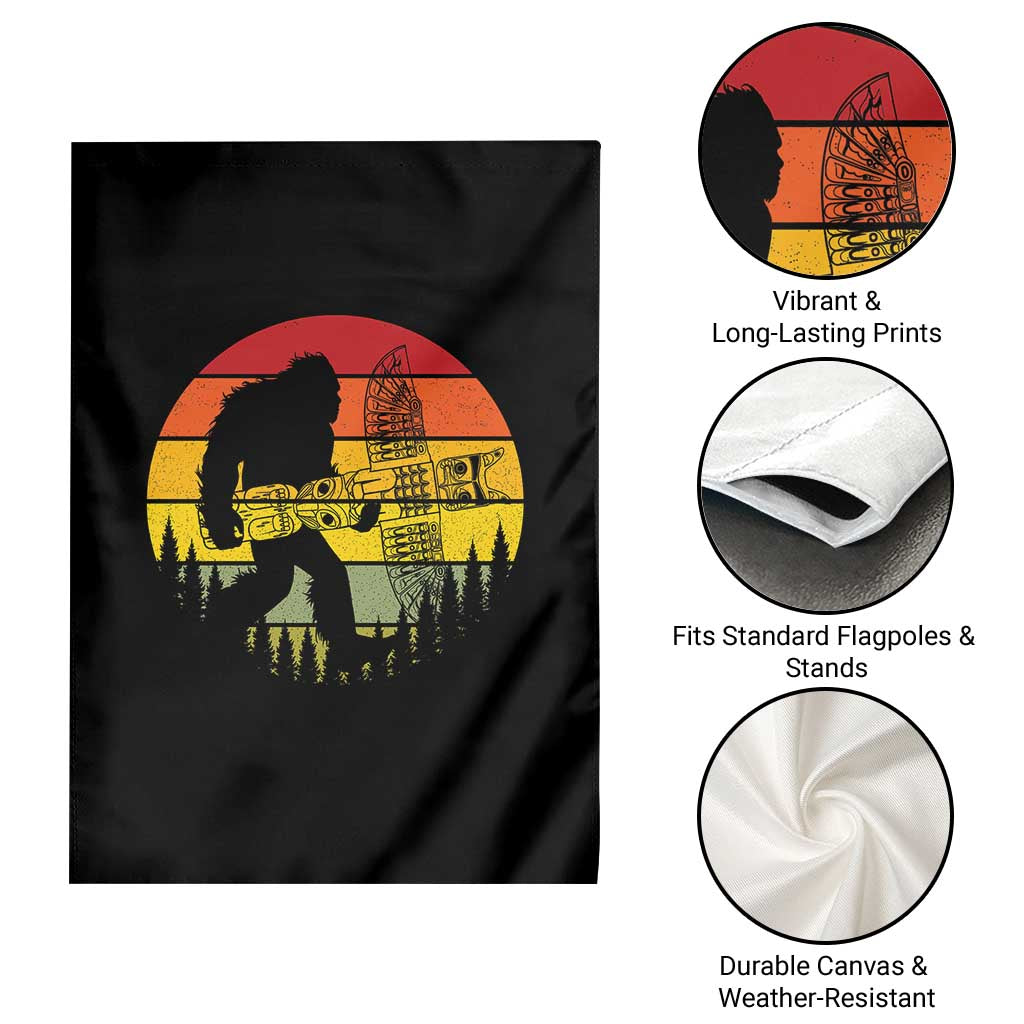 Vintage Pacific Northwest Bigfoot With Totem Pole Garden Flag TS12 Print Your Wear