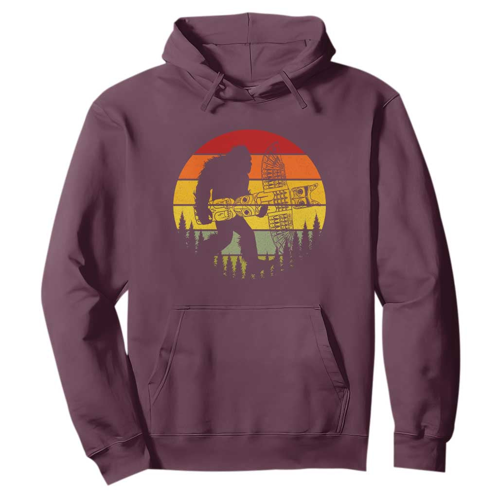 Vintage Pacific Northwest Bigfoot With Totem Pole Hoodie TS12 Maroon Print Your Wear