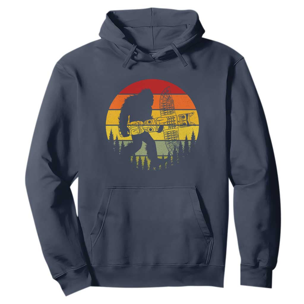 Vintage Pacific Northwest Bigfoot With Totem Pole Hoodie TS12 Navy Print Your Wear